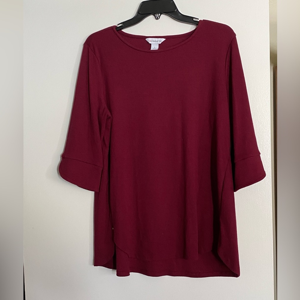 Liz Claiborne Deep Red Long Sleeve Top